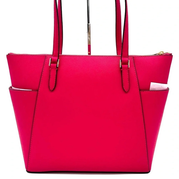 Michael Kors Large Charlotte Tote Bag Luggage Leather Electric Pink - Picture 5 of 12